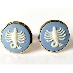 Vintage Scorpio cufflinks Wedgwood Blue Jasperware Zodiac Scorpio Men’s Gift!!!